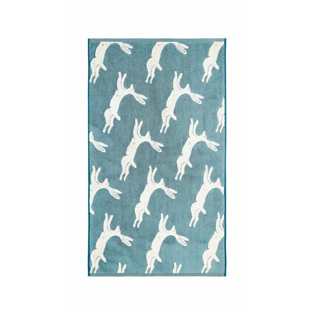 Jumping Hare Cotton Bath Mat by Joules in Teal Blue